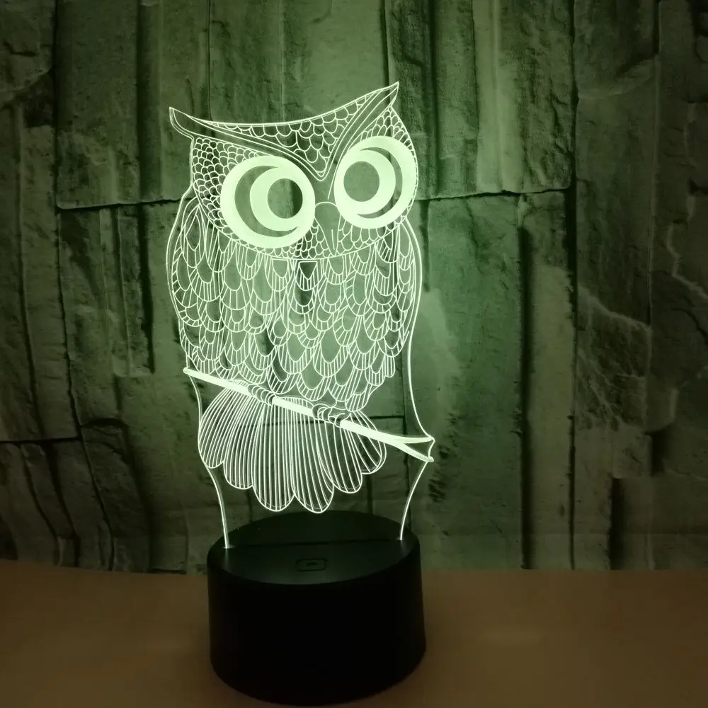 Owl 3d Nightlight Remote Control Colorful Table Moderne Desk Lamp Touch 3d Led Decorative Table Lamps For Living Room