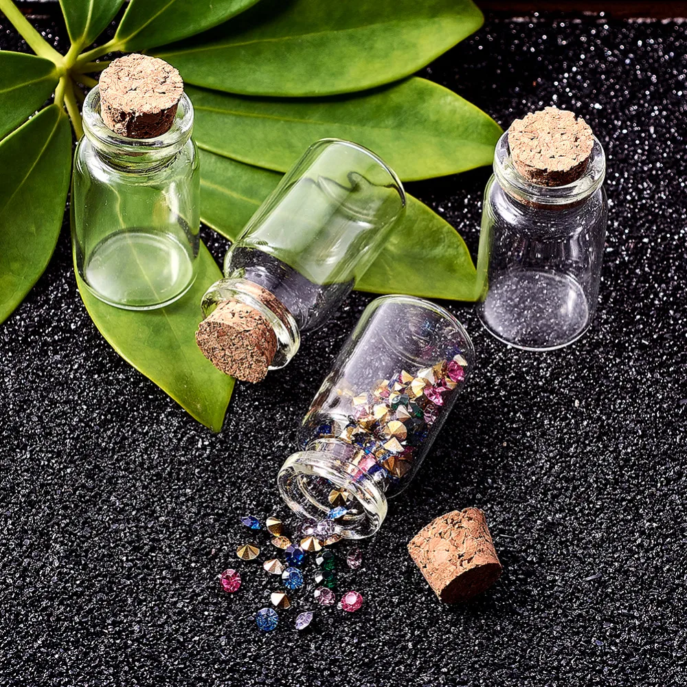 

10-20pc Mini Glass Wishing Bottles Jar Empty Clear Bead Containers with Cork Seed Beads Storage Organizer Tiny Vials for Display