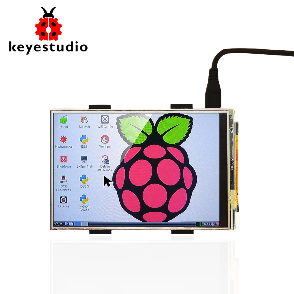 Keyestudio-pantalla táctil LCD para Raspberry Pi 4B, 3,5 pulgadas, 480x320, 16 bits
