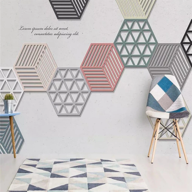 Decorative wallpaper Modern simple style 3D geometric modelling background wall