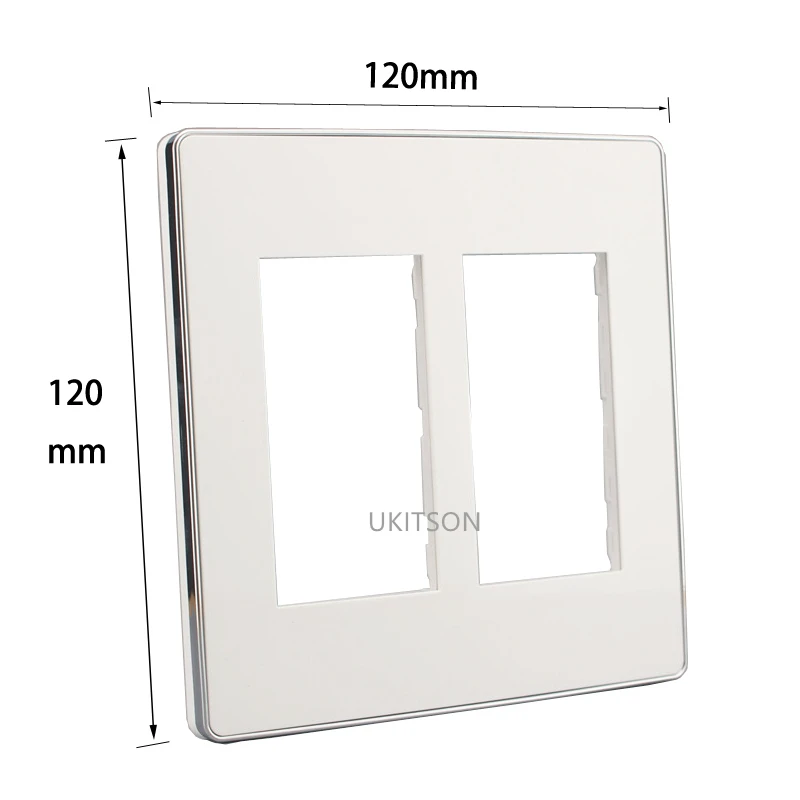 Silver Edge 120x120mm Wall Plate White Face Panel Suit 6 Slots For HDMI TV RJ45 Socket