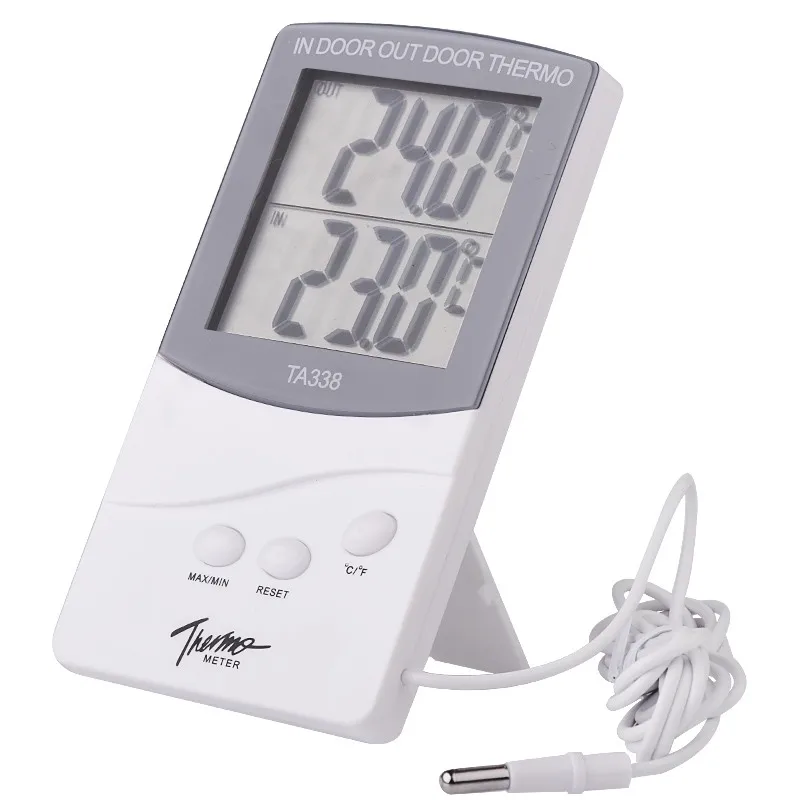 Room Electronic LCD Max-Min Thermometer Digital Indoor Outdoor Thermo Temperature Meter with Probe Sensor Cable Weather Station