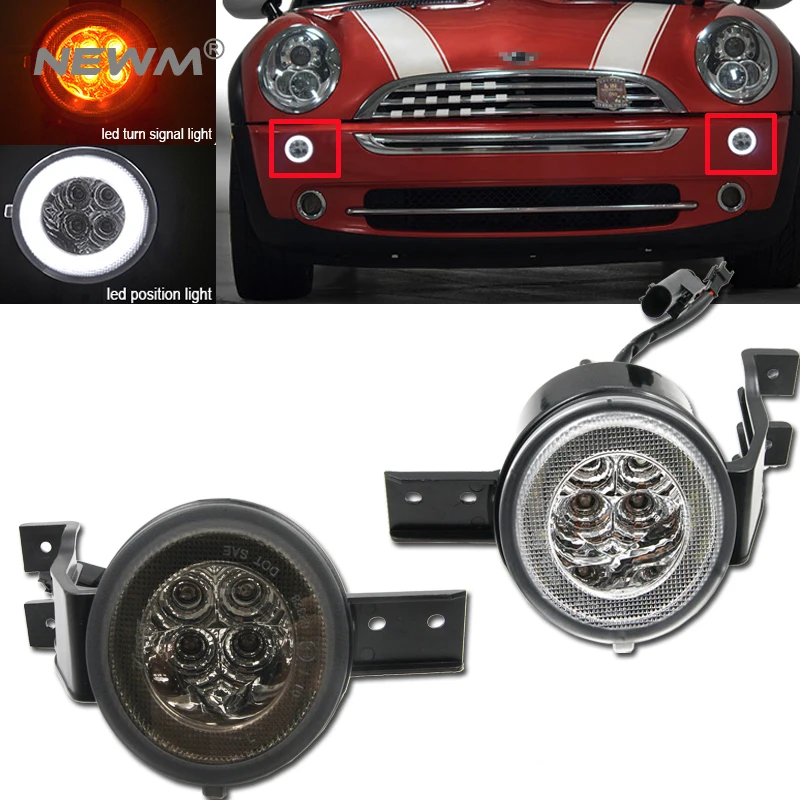 Clear/Smoke Lens Full LED Halo Turn Signal Light Assembly For MINI Cooper R50 R52 R53 JCW Parking Light Position Lamp