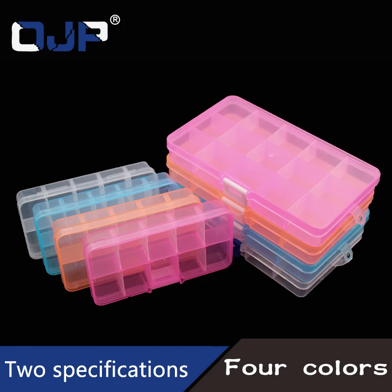 10/15Grids Plastic Box Adjustable Jewelry Box Beads Pills Nail Art Storage Box Organizer for office housekeeping organization