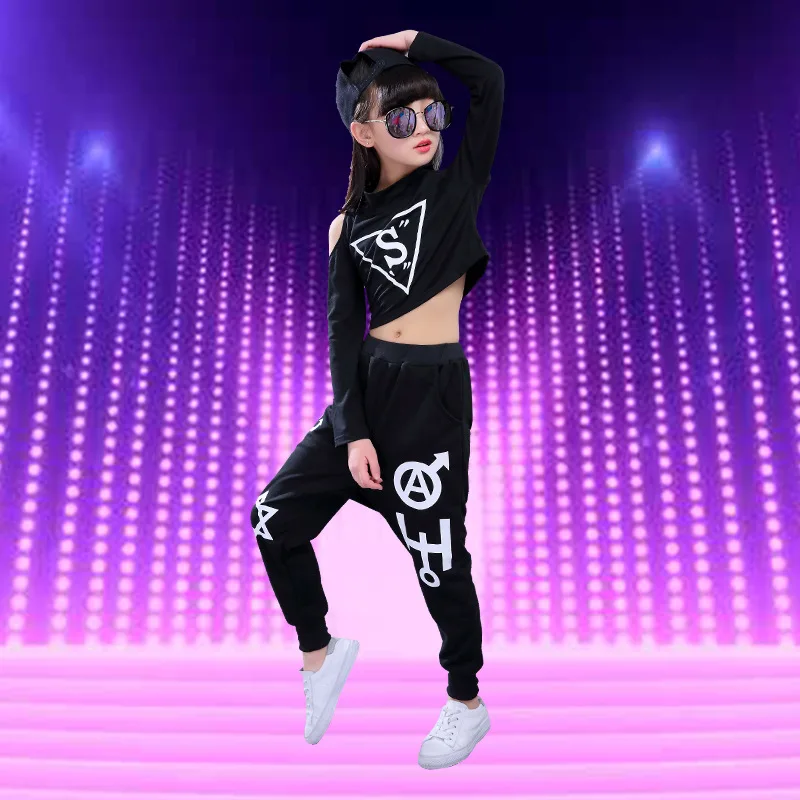 

Kids Children Hip Hop Clothing Set Jazz Hip-hop Drum Dance Costume Girl Fashion Korean Modern Hip Hop Top+Pants Clothing