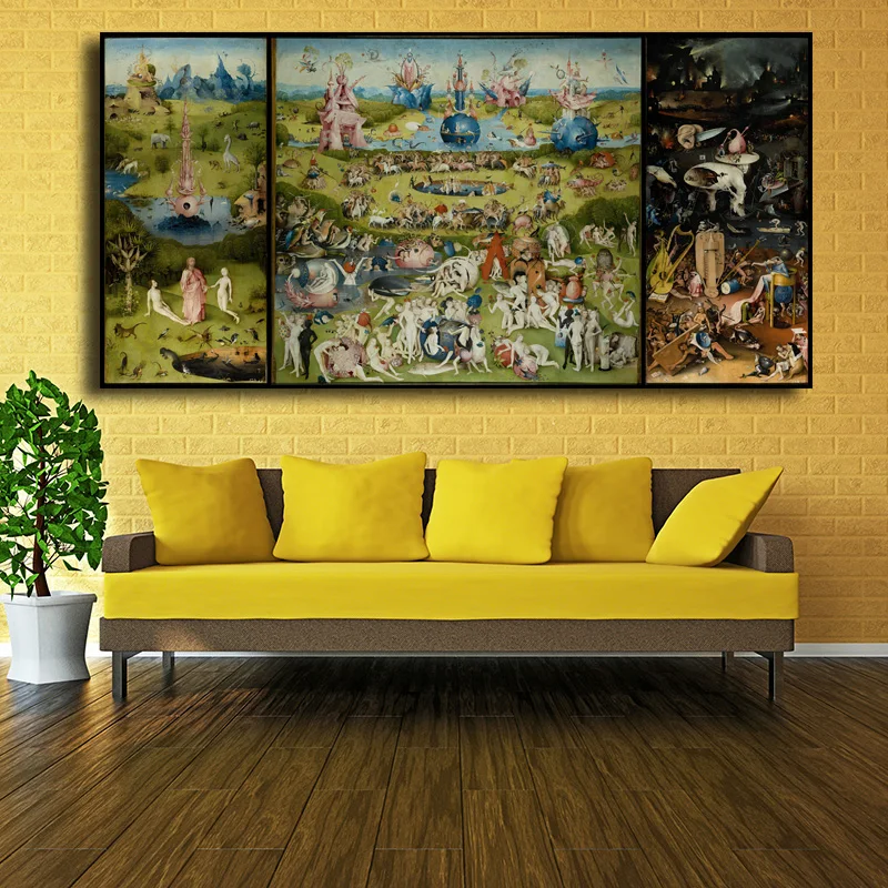 The Garden of Earthly Delight And Hell by Hieronymus Bosch Canvas Painting Wall Art Pictures For Living Room Cuadros Home Decor