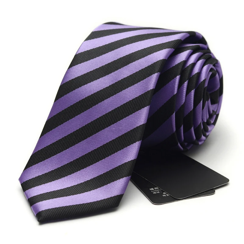 New Arrivals 6cm Slim Necktie Microfiber Ties for Men Red White Black Purple Striped Tie Boys Casual Formal Mens Ties