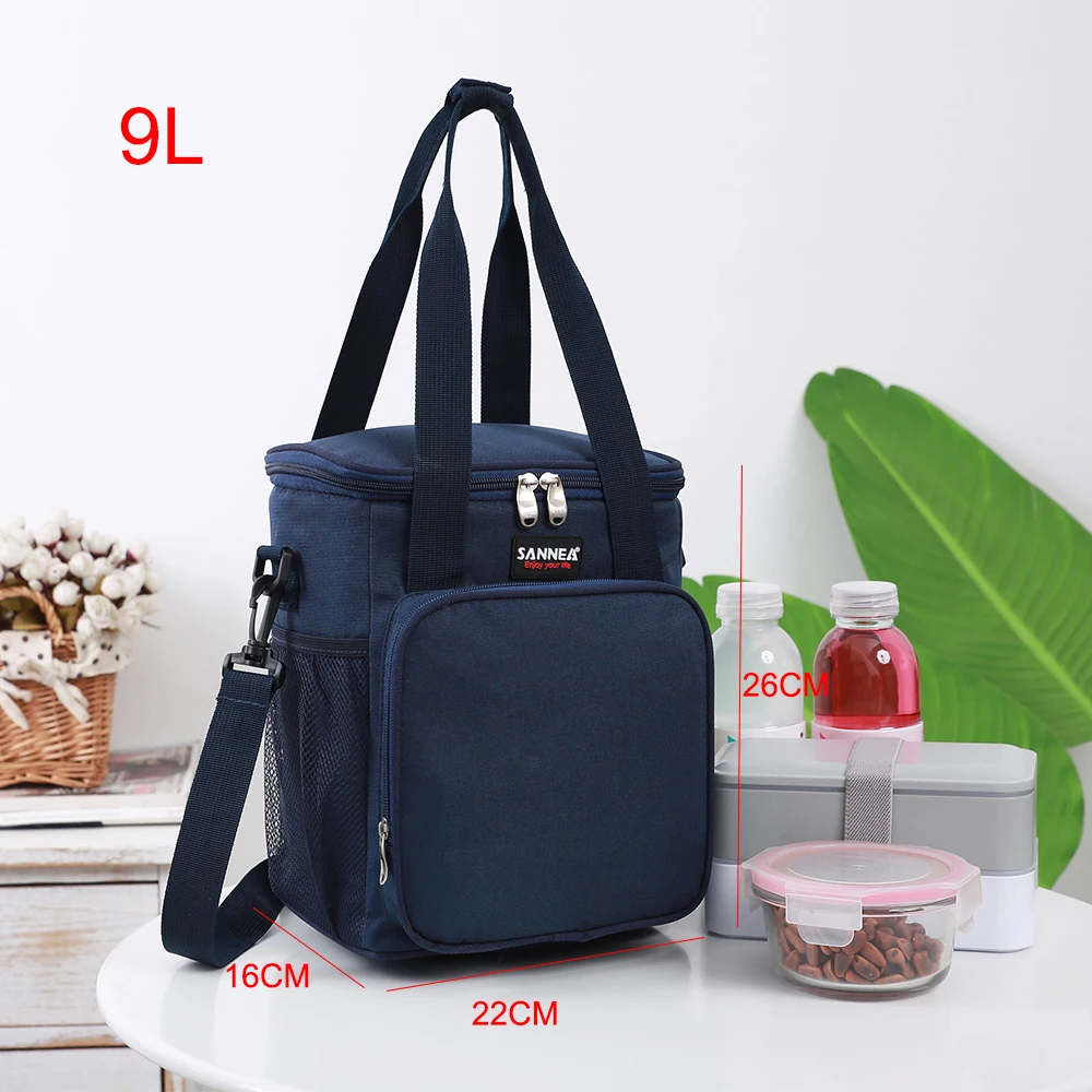 SANNE 9L New Fashion Design Lunch Bag Frosted Fabric Portable Multifunction Lunch Bag Thermal Food Insulated Cooler Lunch Box