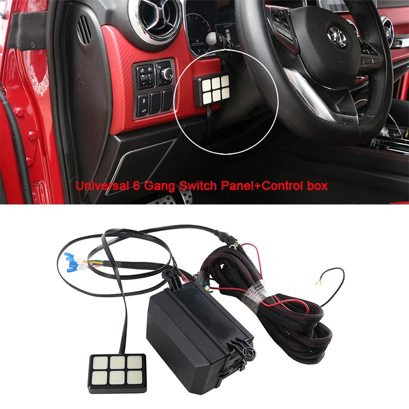 1 Set ABS 12V/24V 6 Way On-off Touch-Sensitive Relay Fuse LED Universal Control Box Switch Panel for Car Jeep Ford Honda Lada