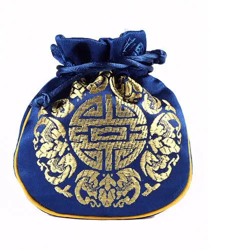 50pcs Drawstring Chinese style Silk Brocade Jewelry Pouch Small Good Luck Bags Wholesale Sachet Candy Gift Packaging