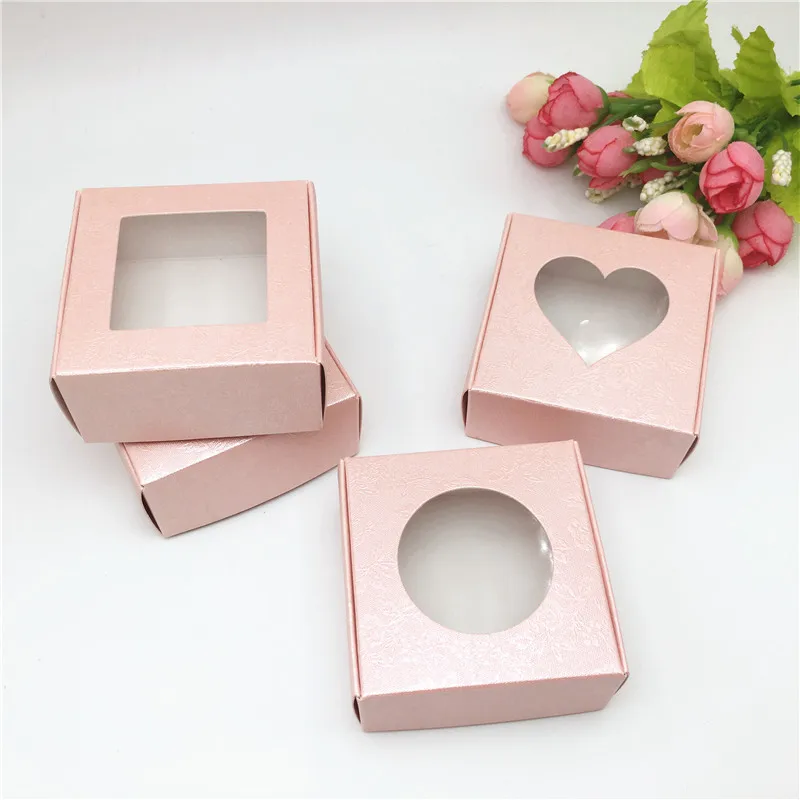 20pcs Kraft Paper Window Box For Products/Favors Jewelry Display Packing Gift Box Popular Cardboard Handmade Soap Case Boxes