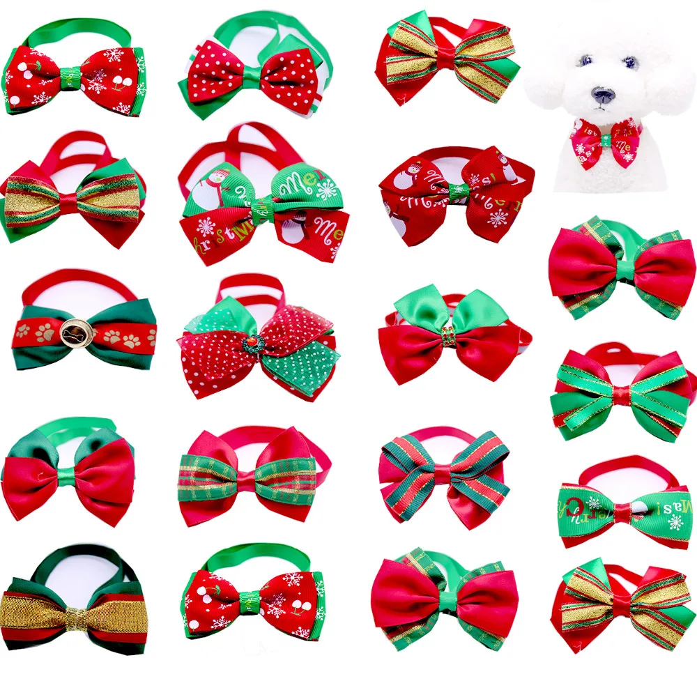 DHL Wholease 500pcs Cats Dog Christmas bow Tie Dogs Bowtie Neckties Collar Accessories Holiday Decoration Grooming Pet Supplies