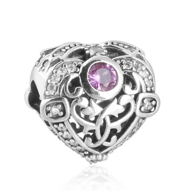 

Opulent Heart Openwork Charms Original 925 Sterling-Silver-Jewelry CZ Heart Beads Fits Pandora Bracelets Diy Jewelry Making