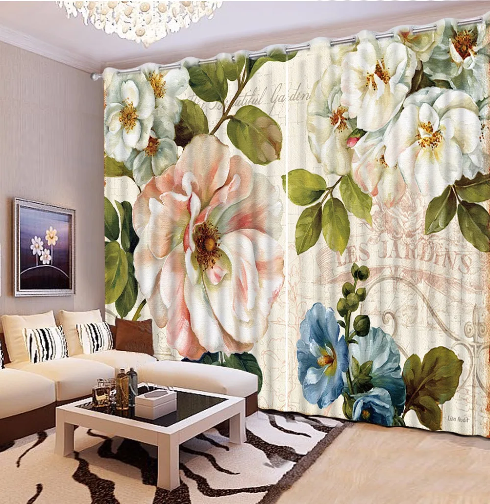 

Luxury Blackout Fashion flower 3D Window Curtains For Living Room wedding Bedroom Drapes Cortina Rideaux Cushion cover