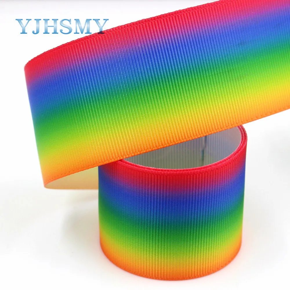 YJHSMY G-18613-461 ,38 mm 10 yards Colorful Ribbons Thermal transfer Printed grosgrain Wedding Accessories DIY handwork material