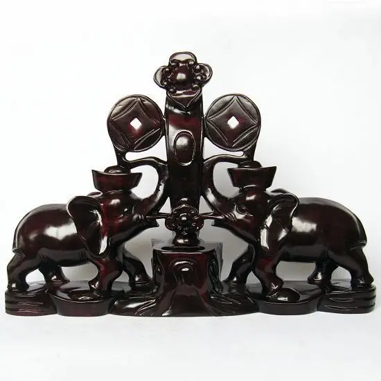 T Gallery] mahogany crafts auspicious Zhai elephant wood carving decoration business gifts object