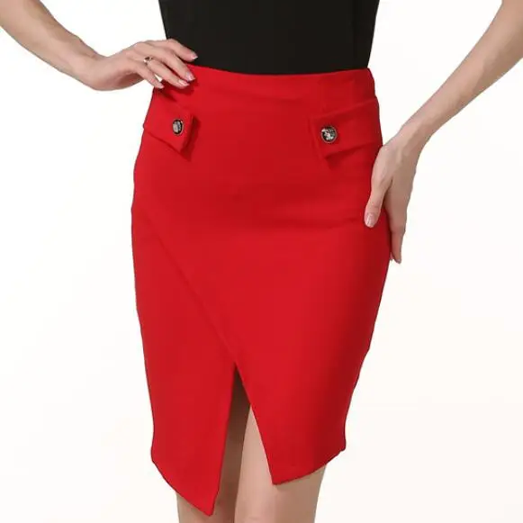 

faldas mujer moda 2018 Plus Size States Wind of The New High Waist Skirt Split Irregular Hip Button Pencil Skirts saia 5XL