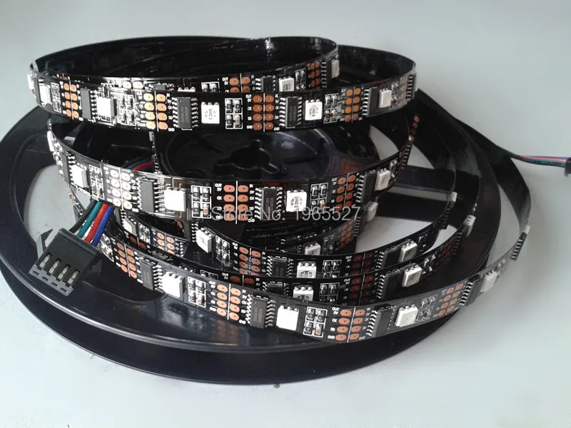 

5050 smd rgb led strip ws2801 32leds/m 32pixels/m, DC5V input, Non-Waterproof IP20, Black PCB