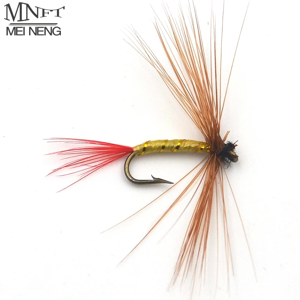 MNFT 10PCS 12# Gold Body Band Winding Hackle Minnow Dry Hooks Trout Fly Fishing Baits Lures