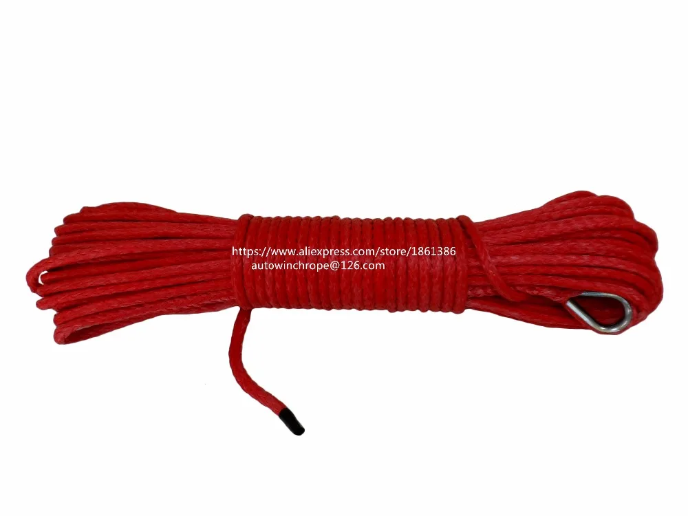 Good Quality Red 4mm*15m ATV Winch Line,Synthetic Winch Rope,ATV Winch Cable for Auto Accessories