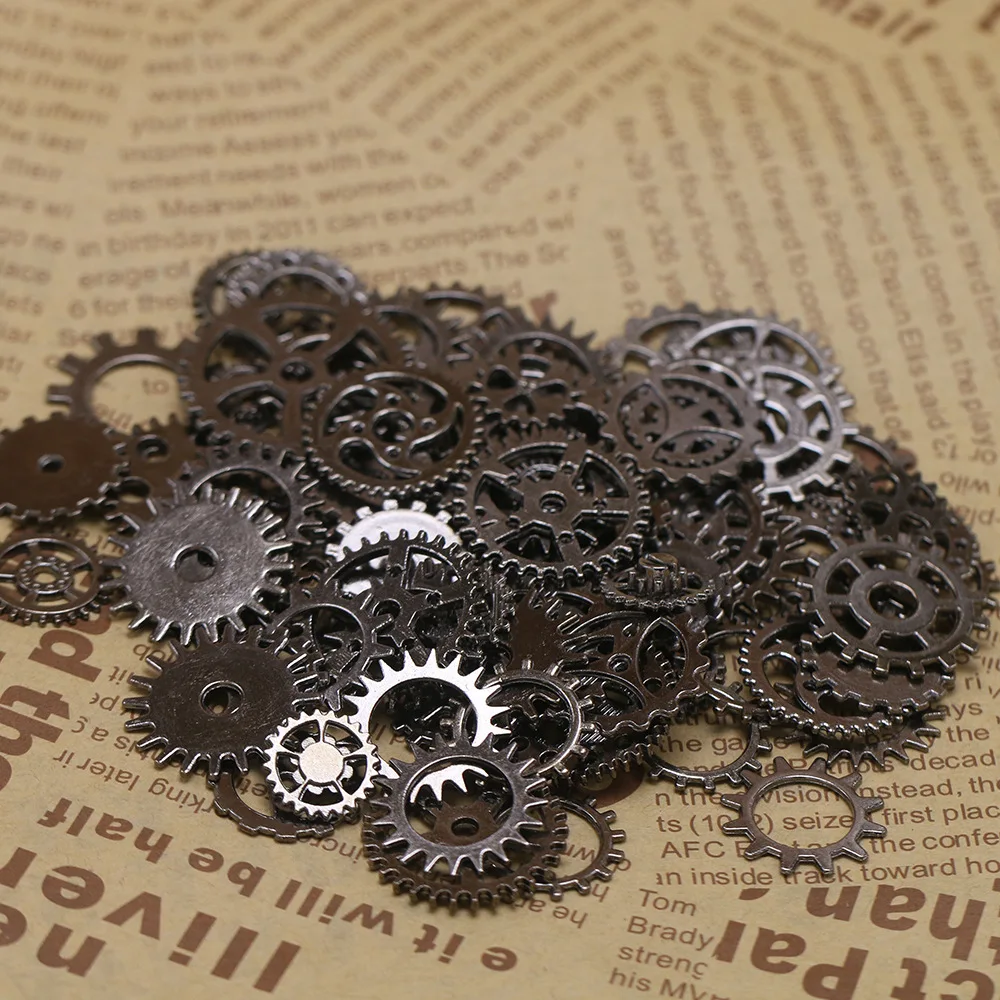 100g/pack Vintage Steampunk Wrist Watch Parts Gears Wheels Steam Punk DIY Jewelry Making Findings 12-40mm Metal Craft MX 001