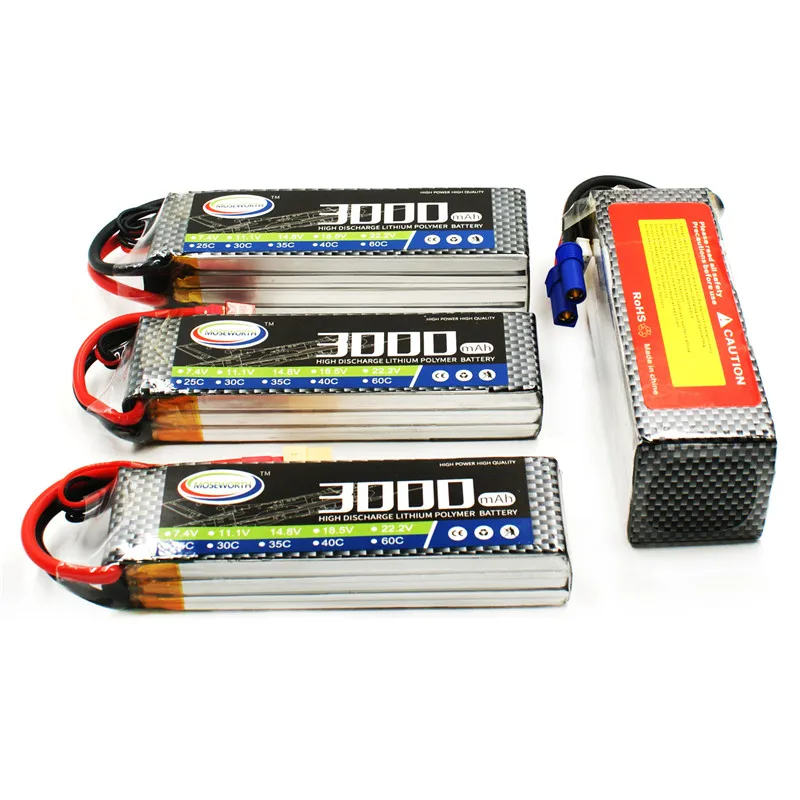 4S 14.8V 3000mAh 60C-120C RC LiPo Battery For RC Quadcopter Helicopter Drone Airplane Car Boat Truck Batteries LiPo 4S 3Ah T/XT6