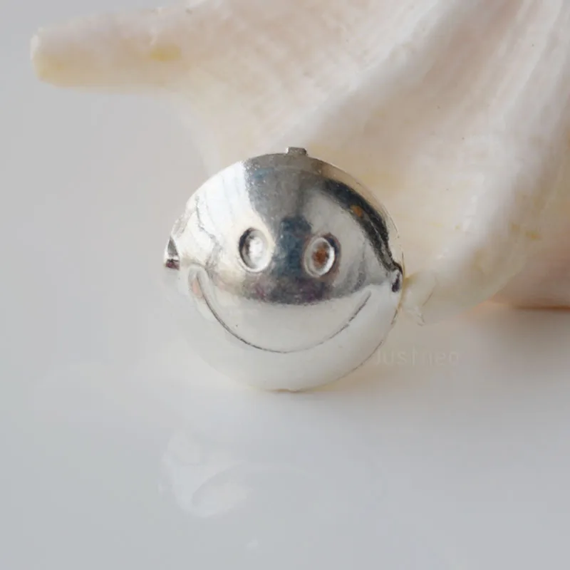 925 Sterling Silver Charm Beads Smiling Face ,1pc