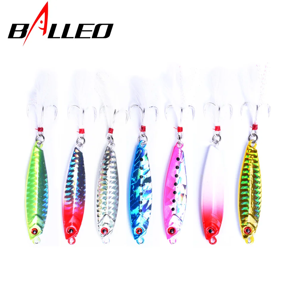 Balleo 7 unids/lote 7g10g15g20g25g30g40g plantilla de metal plomo plantilla lenta señuelo de pesca de mar spinners cuchara cebo señuelo para pesca de Lucio