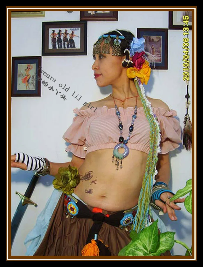 ATS BELLY DANCE Renaissance Crop Top Pirate Wench Gypsy Fairy Costume Peasant  Tribal Choli  T26-T31