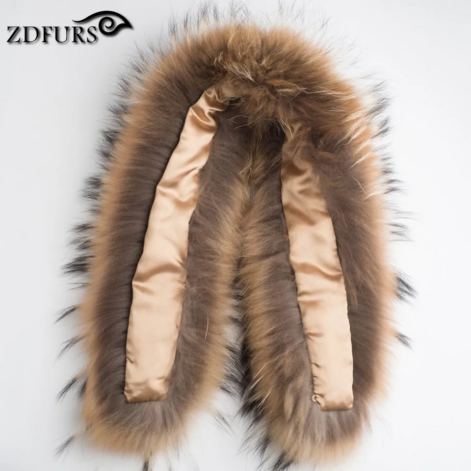 ZDFURS * Luxury Real Raccoon Fur Scarf Women 100% Natural Raccoon Fur Collar Winter Warm Fur Collar Scarves