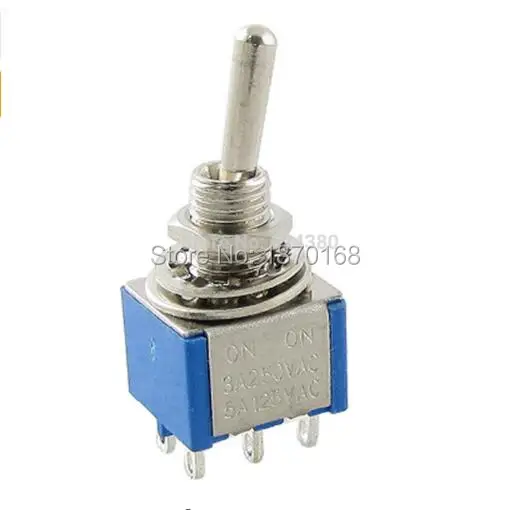 10 Pcs/Lots MTS-202 AC 250V/3A 125V/5A ON/ON 2 Two Position DPDT 2P2T DP2T 2PDT Toggle Switch Lock 6 Pin 6mm Threaded Mounting