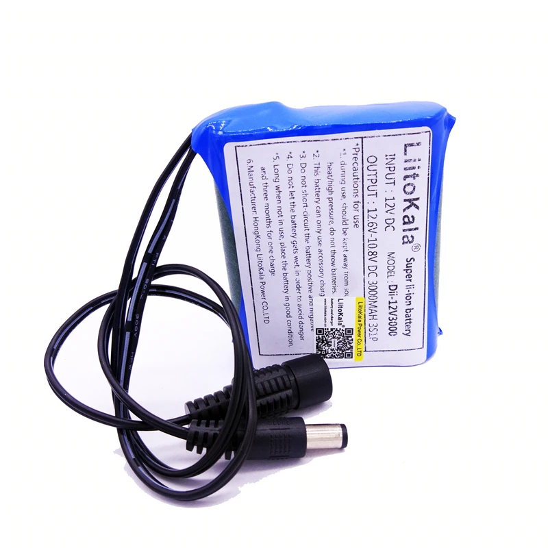 Liitokala New 12V 3000mAh lithium ion 12V 3Ah camera camera battery + 12.6V 1A charger eu / us plug