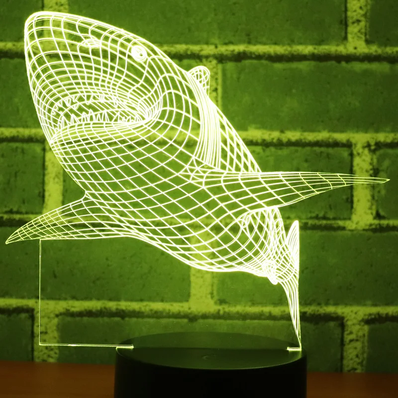 3D Shark LED Nacht Licht 7 Farben schrittweise ändern Lichter für Haupt Dekoration Tisch lampe neuheit sensor licht Optische Illusion