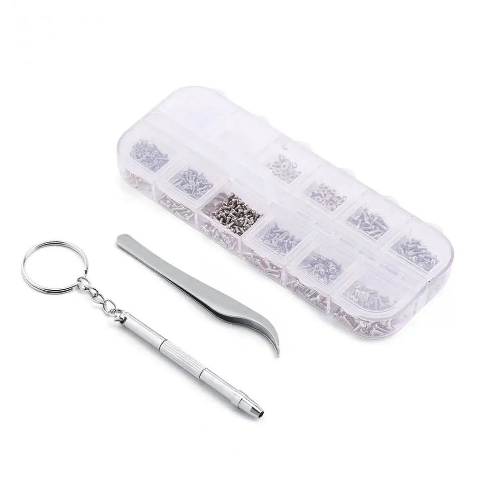 New Glasses Screw Kit Eyeglass Sunglass Watch Repair Stainless Steel Screws Nuts Tool Kit + Tweezer + Screwdriver