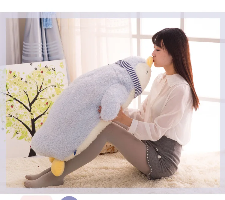 large 70cm cartoon prone blue soft penguin plush toy throw pillow birthday gift b1319