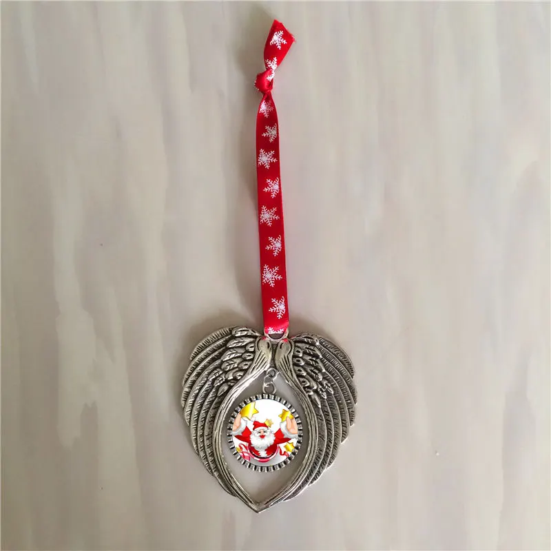 sublimation christmas gifts charm Ancient silver angel wings blank hot transfer printing diy custom consumables 100pcs/lot