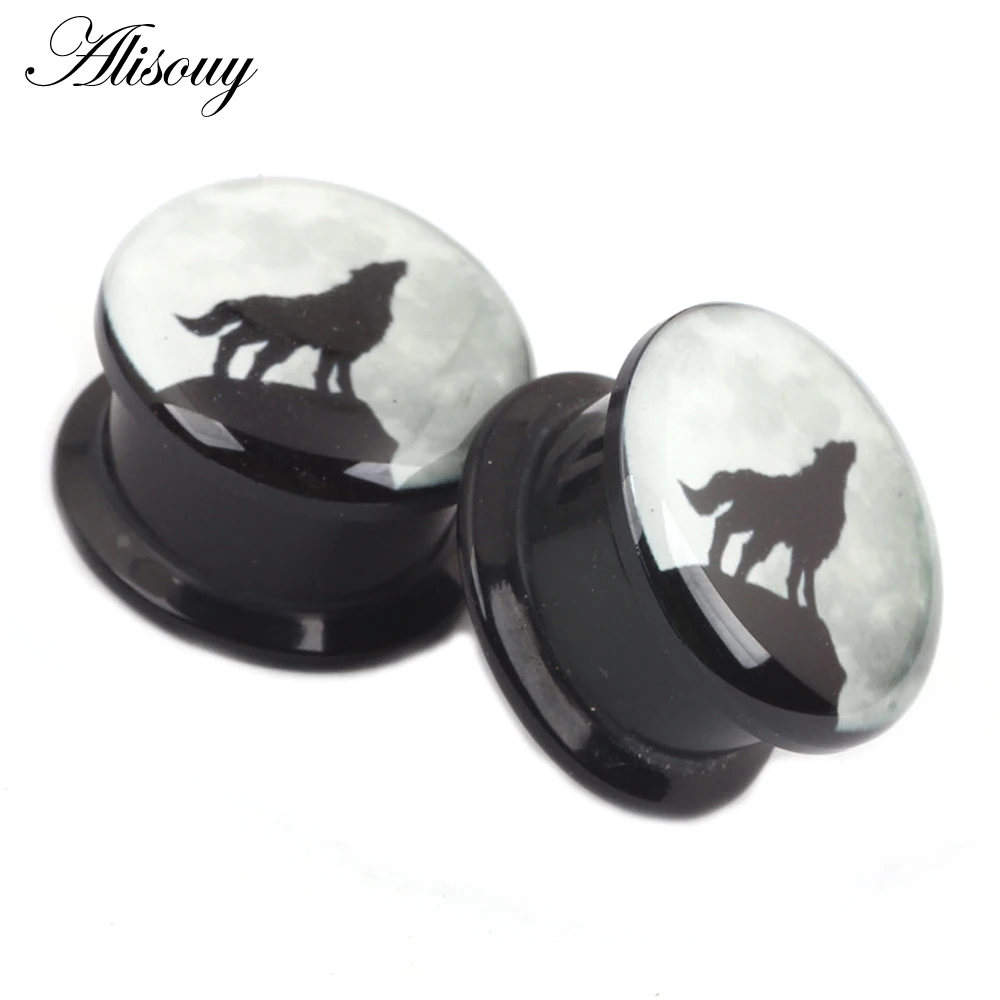 2pcs Night Wolf Animal Acrylic Ear Gauges Plugs