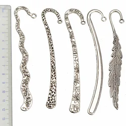 Bookmarks Stationery Office Suppliers Accessories For Handicrafts DIY Charms Large Curve Silver Feather Jewelry Components  5pcs