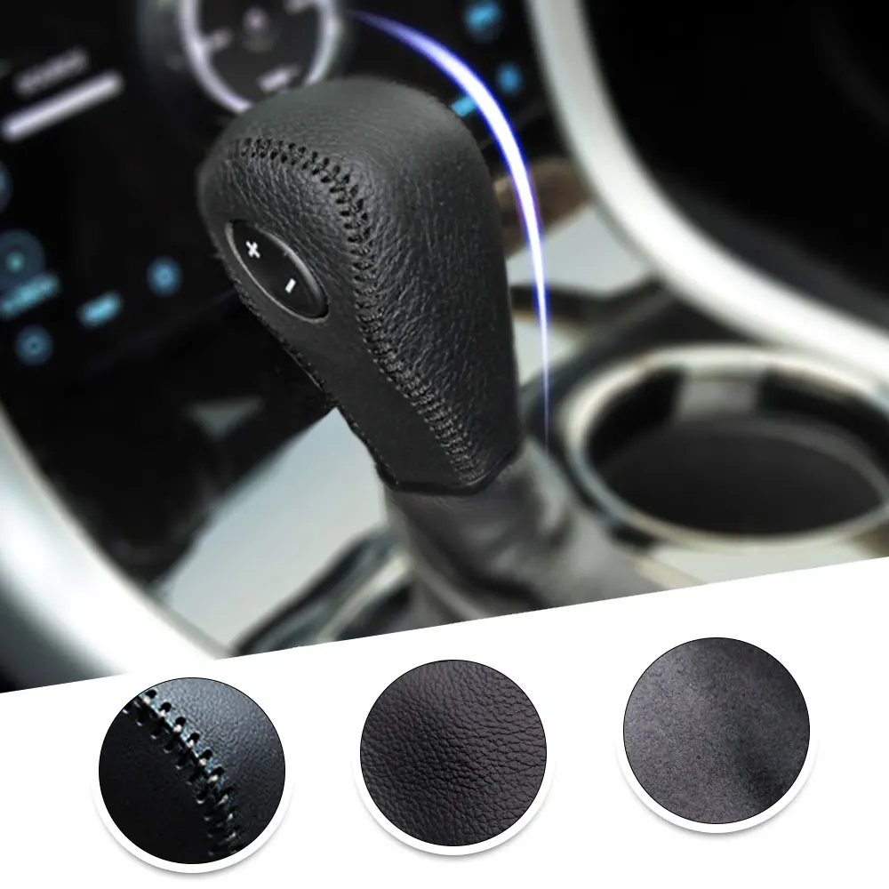 Car Gear Cover PU Leather For FORD Edge 3.5 2011-2013 Explorer 3.5 2011-2013 Gear Shift Knob Cover Car Interior Accessories