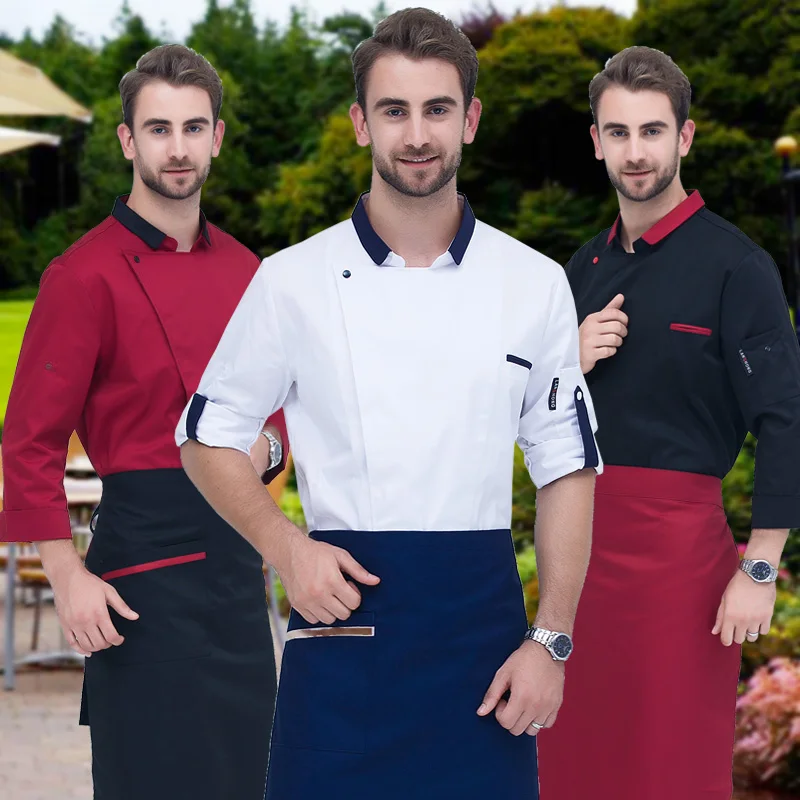 Chef Jacket Long Sleeve Men's and Women's Restaurant Hotel Kitchen Uniform Overalls Cake Pastry Chef Tooling Clothes B-6402