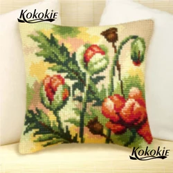 DIY stitch throw pillow handicraft cross stitch kits embroidery yarn needlework sets flowers Counted embroidery pillow kits