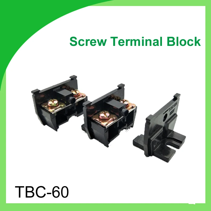 50PCS TBC-60A 600V 60A Rail Mounted Assembled Screw Terminal Block Cable Connector Black 4-10 mm