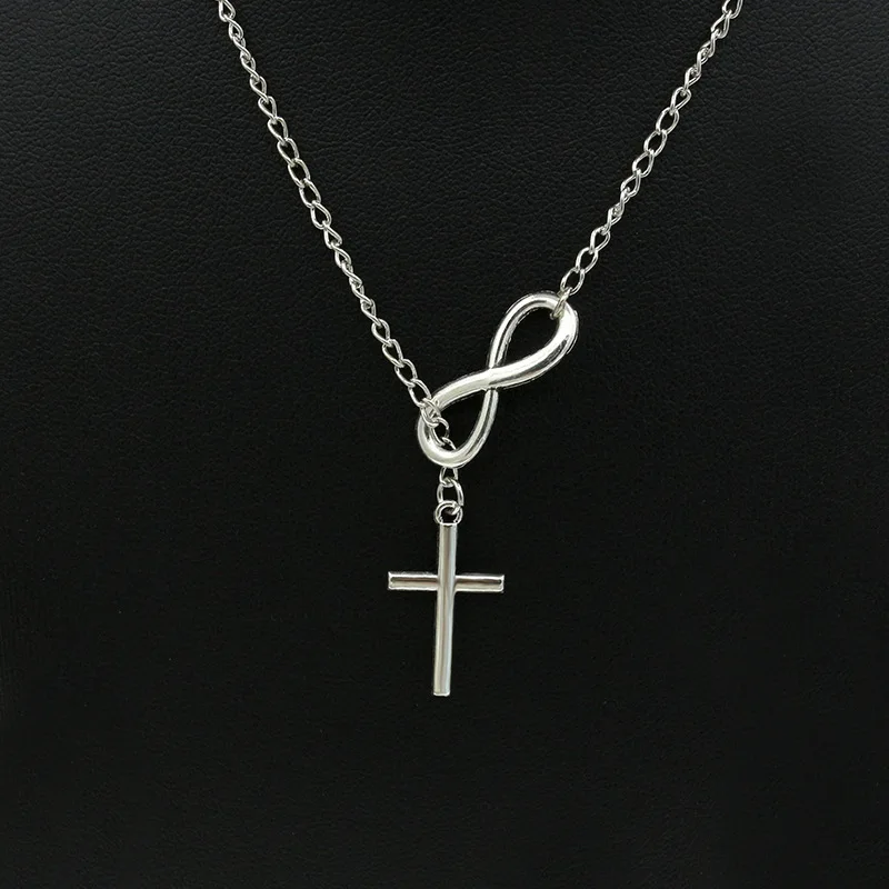 Unique Fashion Jewelry Infinity 8 Bit Minimalist Luck Cross Pendant Necklace Best Friend Chain Necklaces for Women Wholesale