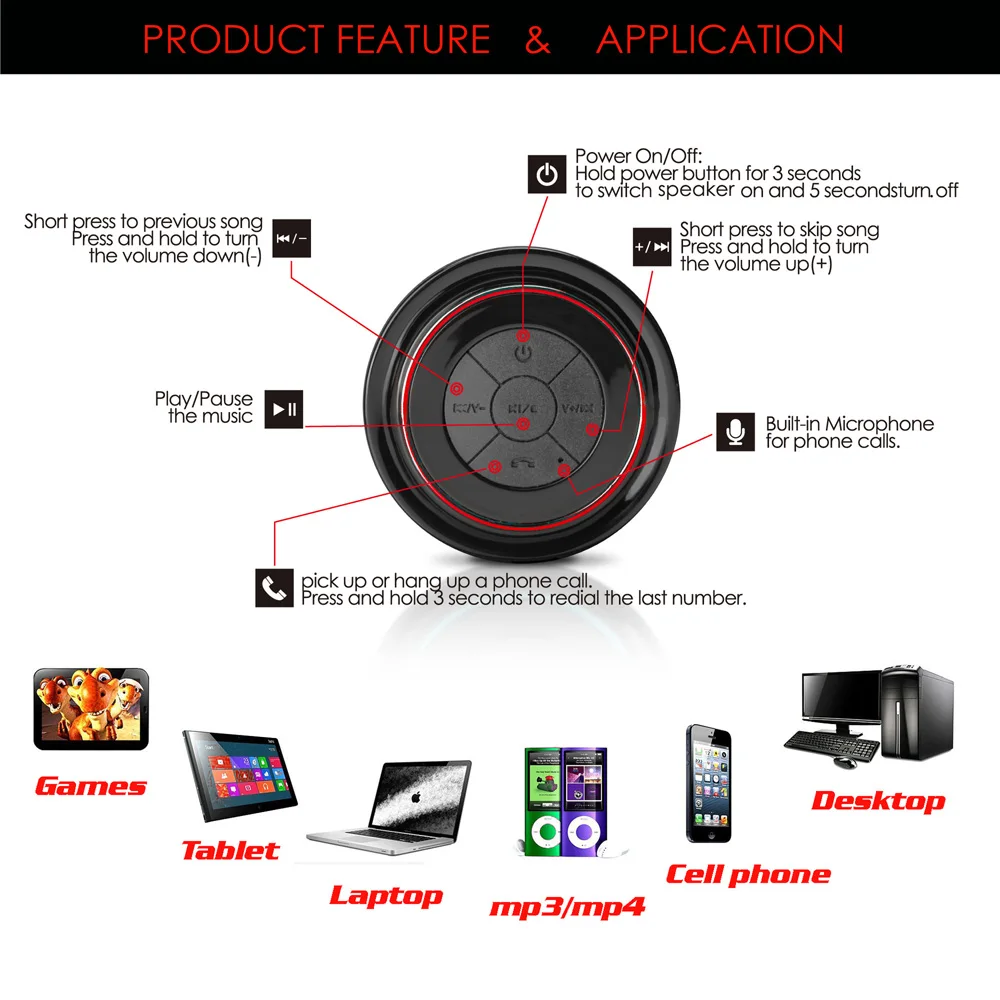 防水ポータブルbluetooth対応スピーカー,ワイヤレススピーカー,音楽,サブウーファー,ラップトップ,ミニシャワースピーカー
