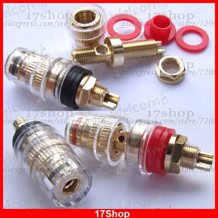 10 PCS Gold plating Binding Post for tv Speaker Power Amplifier Banana Plugs