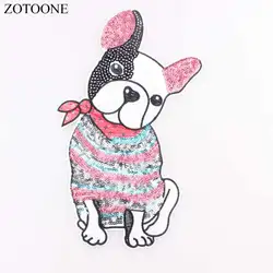 ZOTOONE Sequin Big Dog 25*15CM Patch for Clothing Jackets T-Shirt DIY Decal Apparel Accessory Sew on Embroidered Patch Badge D