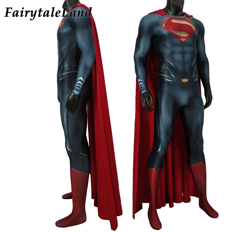 Newest Adult Superhero Cosplay Halloween Carnival Costume 3D Printing Hero Spandex Jumpsuit Red Cape Fancy Bodysuit image 2