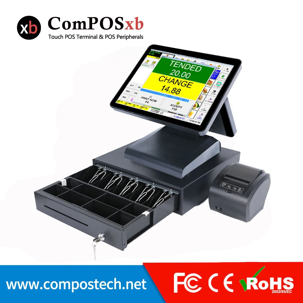 

Brand new 15 inch TFT LCD Whole set POS1619D pos machine Epos restaurant/ fast food pos