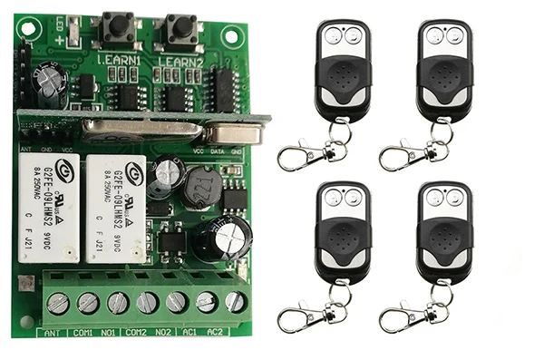 

Individual learning code DC9V 12V 24V 10A 2CH RF Wireless Remote Control Switch System Metal Push transmitter&receiver/shutters