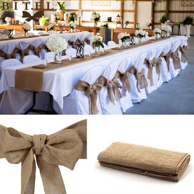 Chair Sashes 10PCS Vintage burlap Court classical Wedding Chair Knot Decoration For Wedding Party Banquet Event Chairs Bow Cover